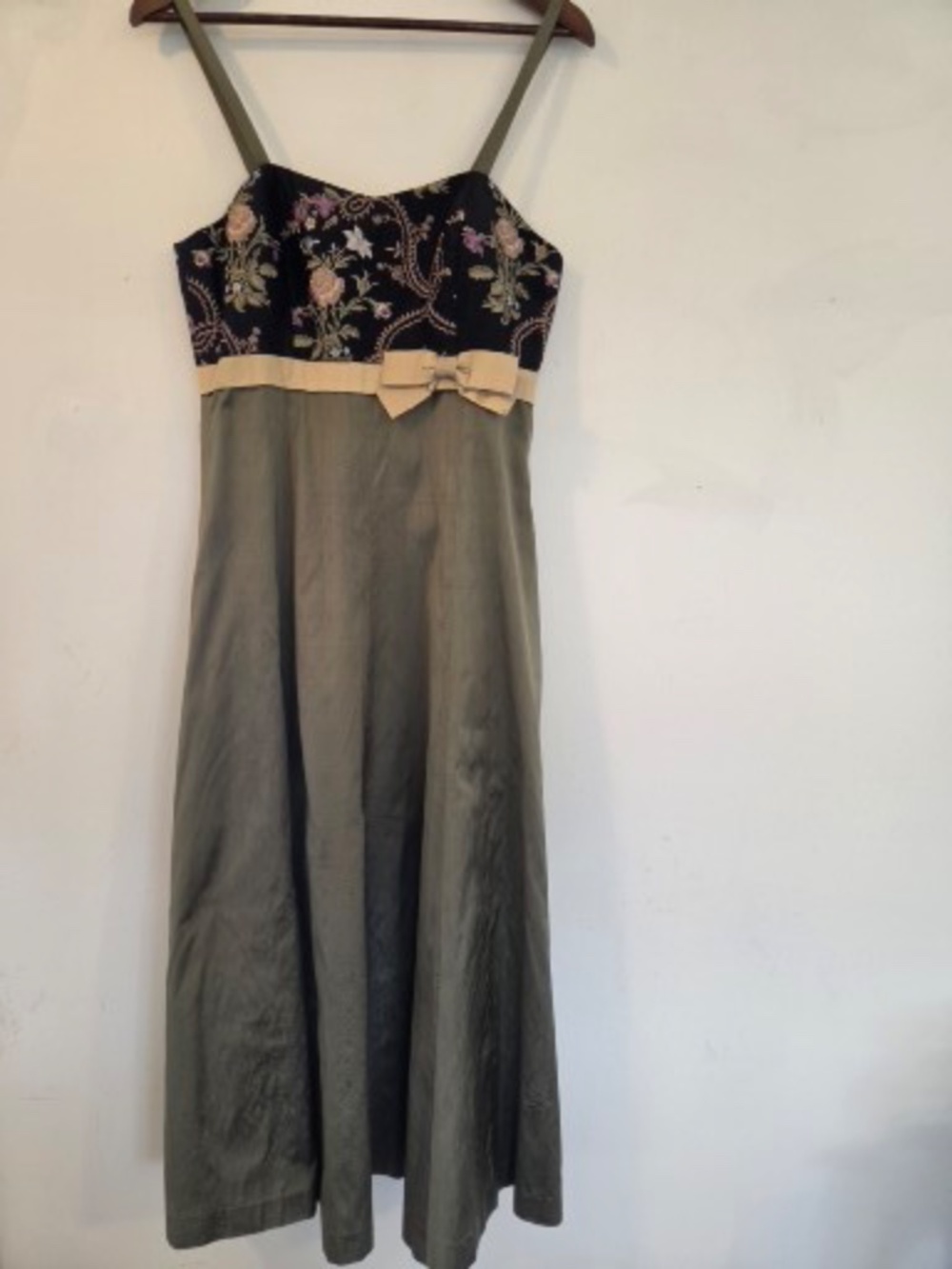 Vintage Rodel Meier gown/dress raw silk embroidery wedding guest maxi prom grad - Picture 2 of 11